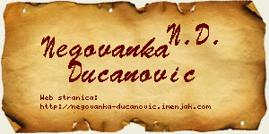 Negovanka Ducanović vizit kartica
